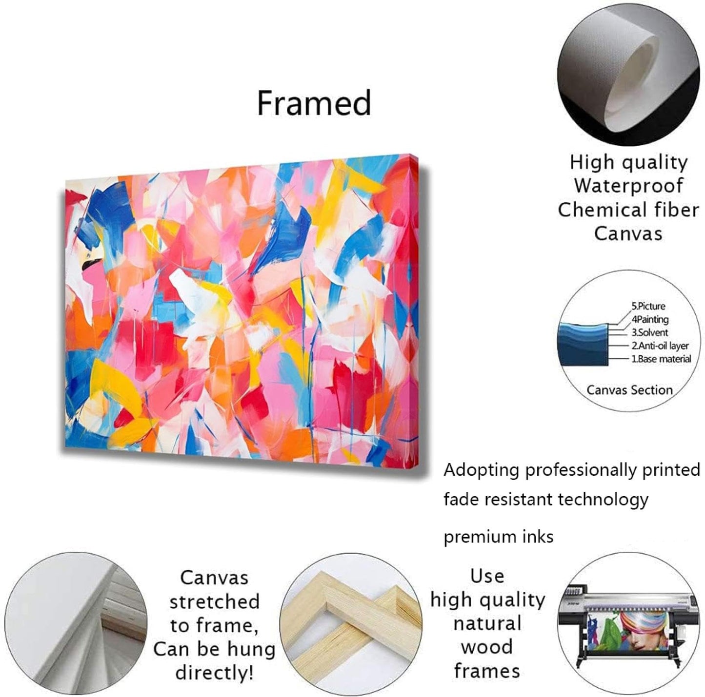 IEUUUB Abstract Painting on Canvas Large Wall Decor Set Of 2 Modern Abstract Painting Large Textured Wall Art Living Room Decor 70x90cm(28x35in) x2 with frame