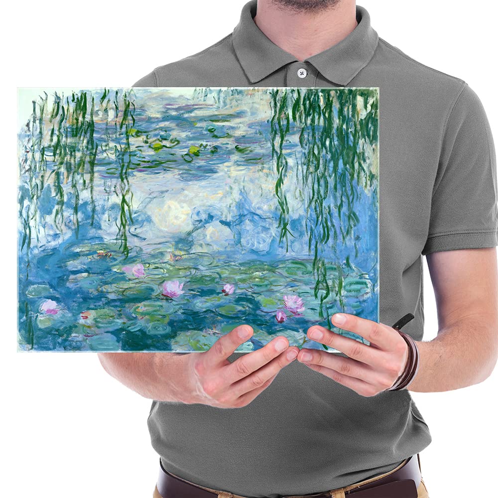 Wieco Art - Water Lilies by Claude Monet Oil Paintings Flowers Reproduction Giclee Canvas Prints Modern Landscape Artwork Picture Printed on Canvas Wall Art for Home Office Decorations
