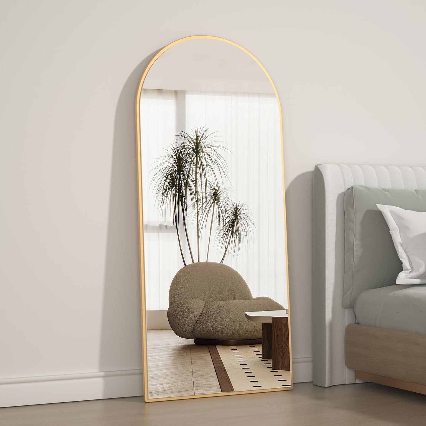 CASSILANDO Full Length Mirror165X60cm Arched Mirror, Black Floor Mirror with Standing Full Body Mirrors Hanging or Leaning Against Wall, for Cloakroom, Bedroom, Livingroom (Black)