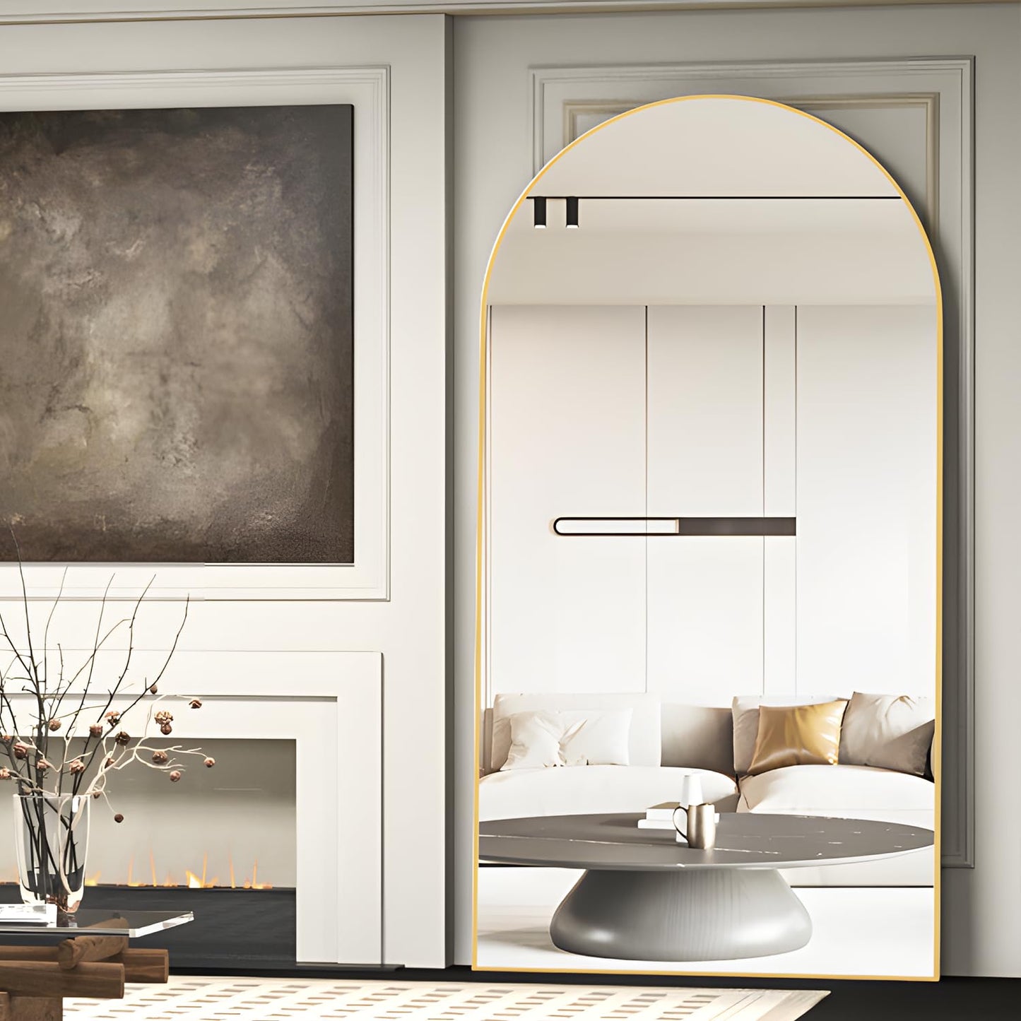 CASSILANDO Full Length Mirror165X60cm Arched Mirror, Black Floor Mirror with Standing Full Body Mirrors Hanging or Leaning Against Wall, for Cloakroom, Bedroom, Livingroom (Black)