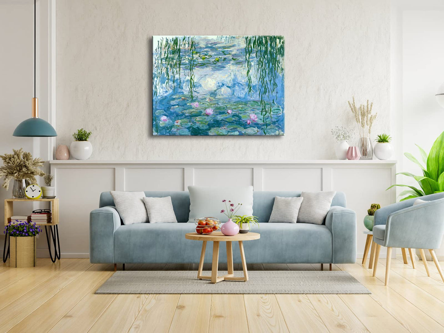 Wieco Art - Water Lilies by Claude Monet Oil Paintings Flowers Reproduction Giclee Canvas Prints Modern Landscape Artwork Picture Printed on Canvas Wall Art for Home Office Decorations