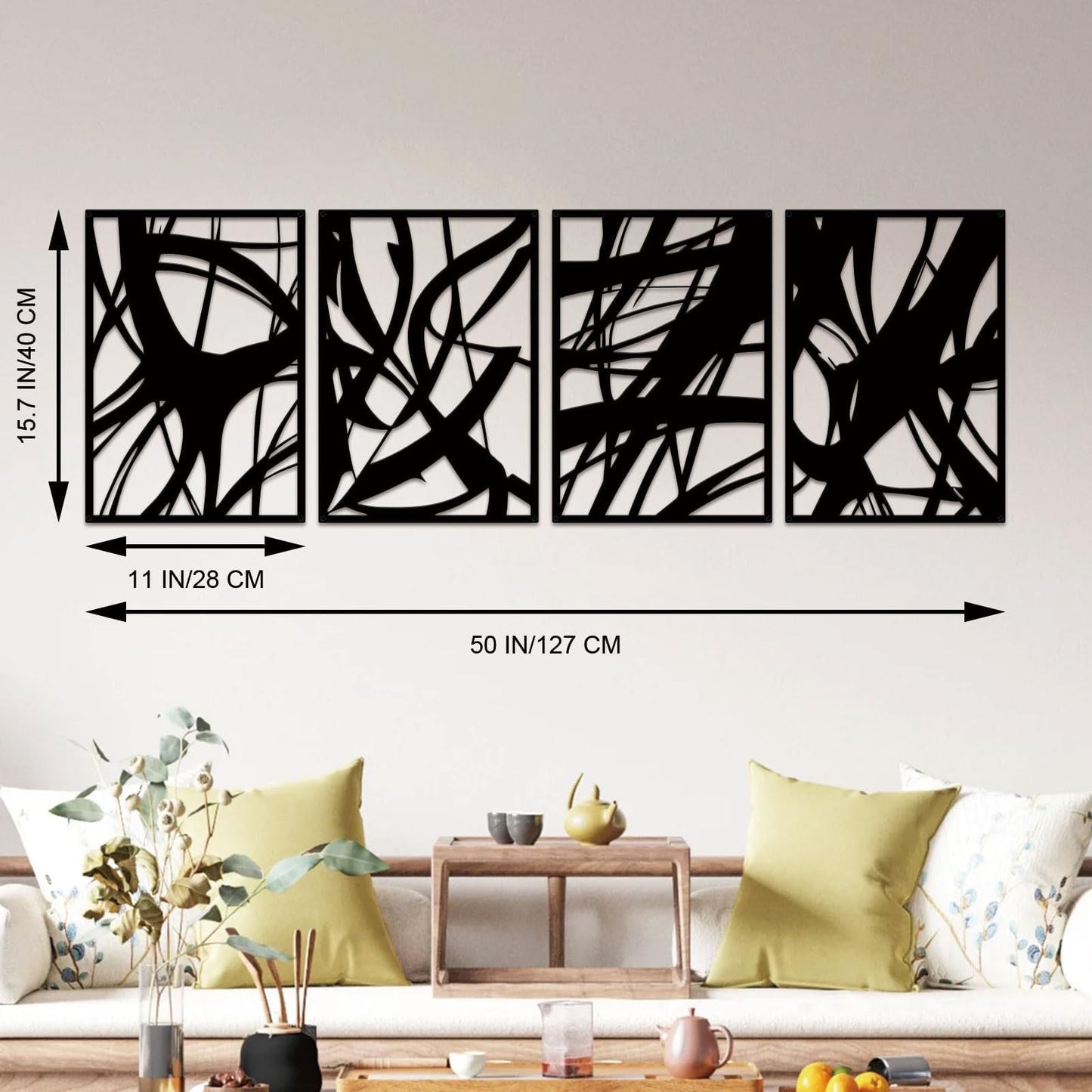 ruelen Wall Decor 2 Pcs Metal Leaf Wall Art, Modern Minimalist Black Metal Leaf Hanging Decor Rustic Farmhouse Wall Decor for Home Living Room Bedroom Bathroom Hallway Office