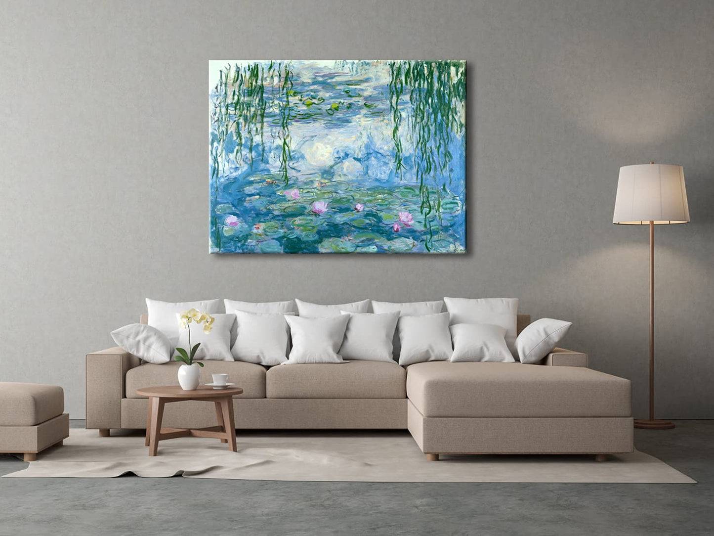 Wieco Art - Water Lilies by Claude Monet Oil Paintings Flowers Reproduction Giclee Canvas Prints Modern Landscape Artwork Picture Printed on Canvas Wall Art for Home Office Decorations