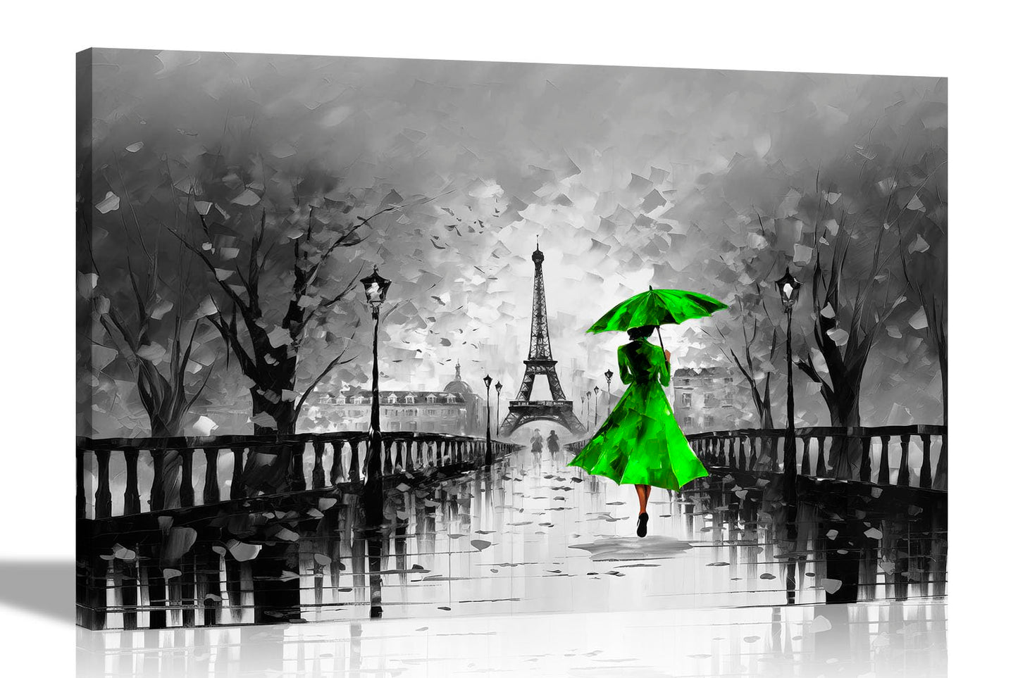 Calm Of The Rain in Paris Orange Large Abstract Canvas Wall Pictures