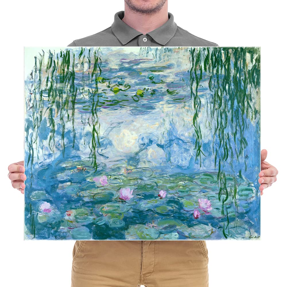 Wieco Art - Water Lilies by Claude Monet Oil Paintings Flowers Reproduction Giclee Canvas Prints Modern Landscape Artwork Picture Printed on Canvas Wall Art for Home Office Decorations