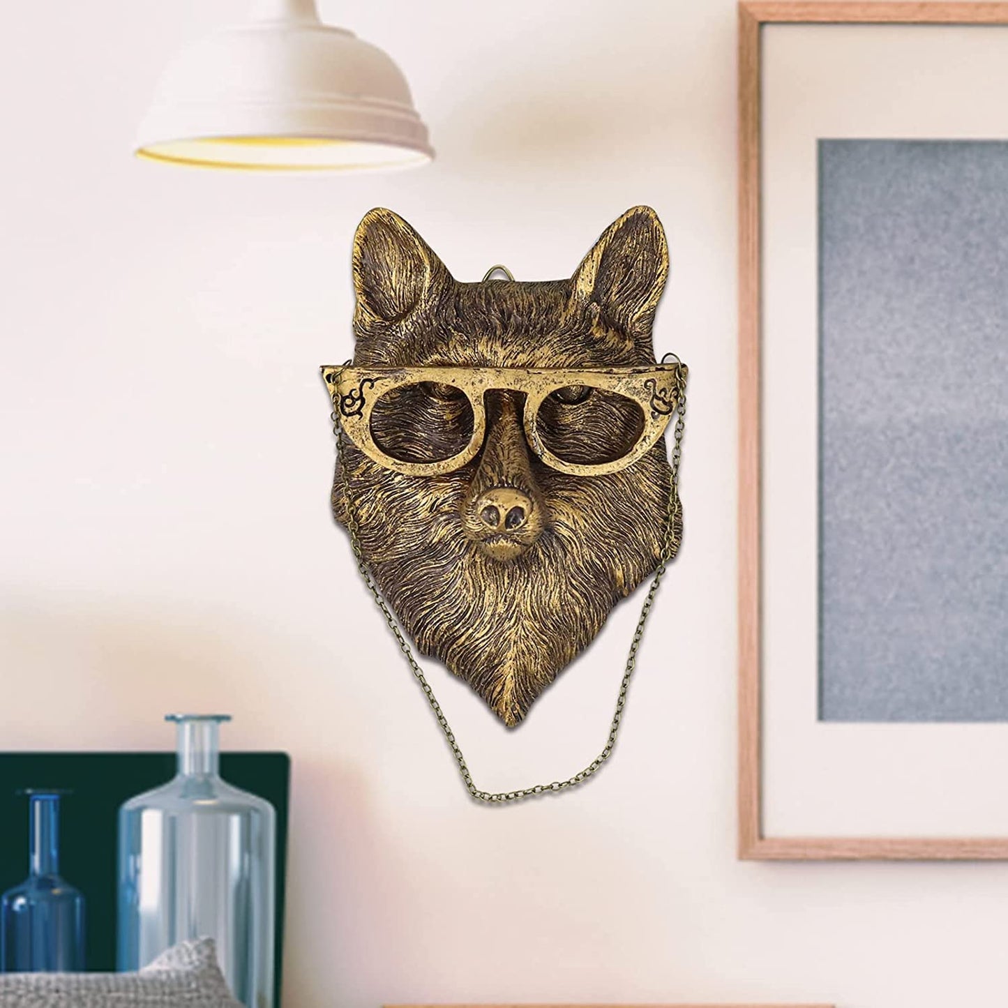 3D head Wall Mount Ornament, Animal Heads for Wall Art Hanging Sculptures, Small Metal Wall Resin Art Wall Decor Ornament Waterproof Bronzed Resin Decorations for Home (deer head)