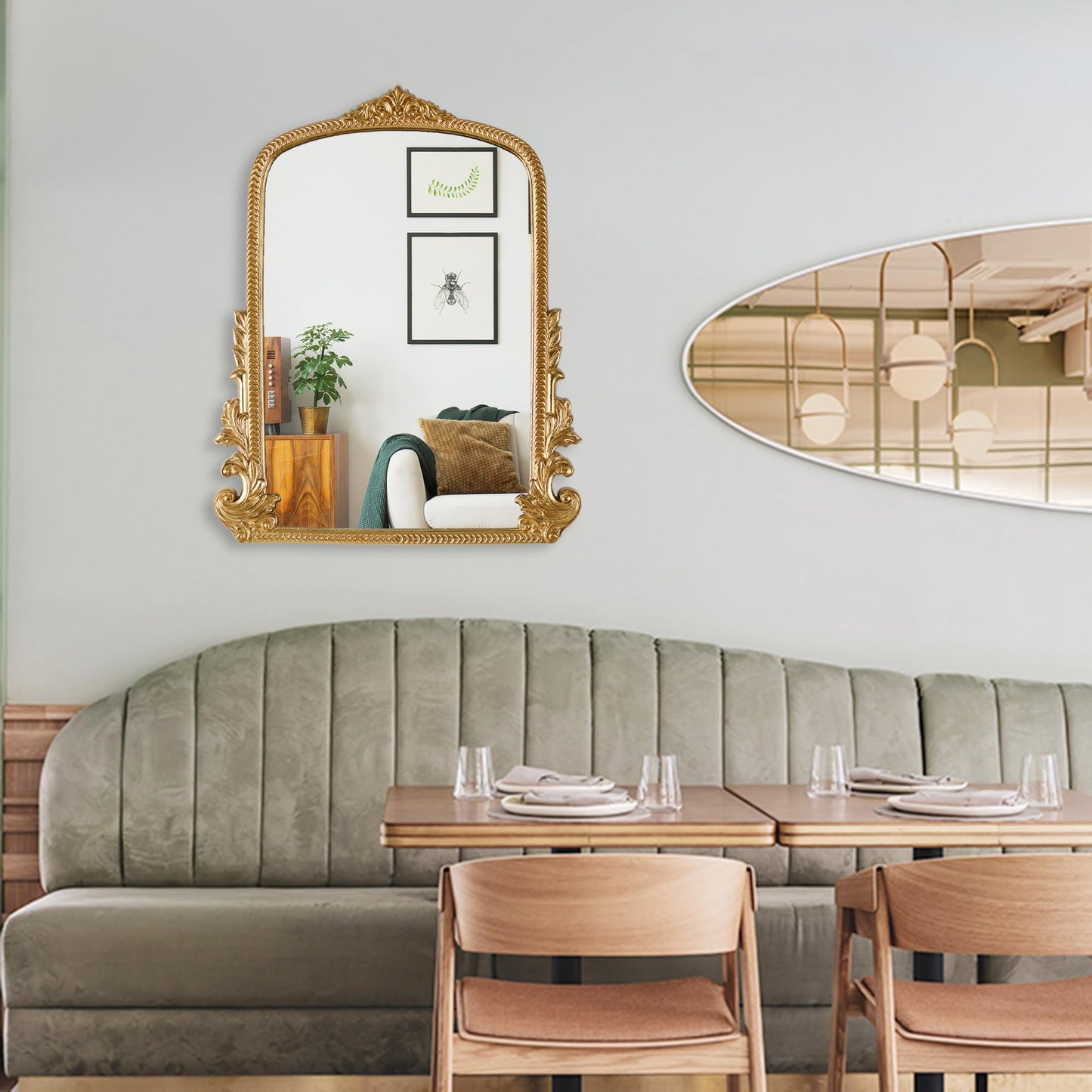 Gold Arched Mirror (40 x 50 CM) Ornate Baroque Arch Wall Mirror-for Living Rooms, Hallways, Fireplaces, Bathrooms, Entryways