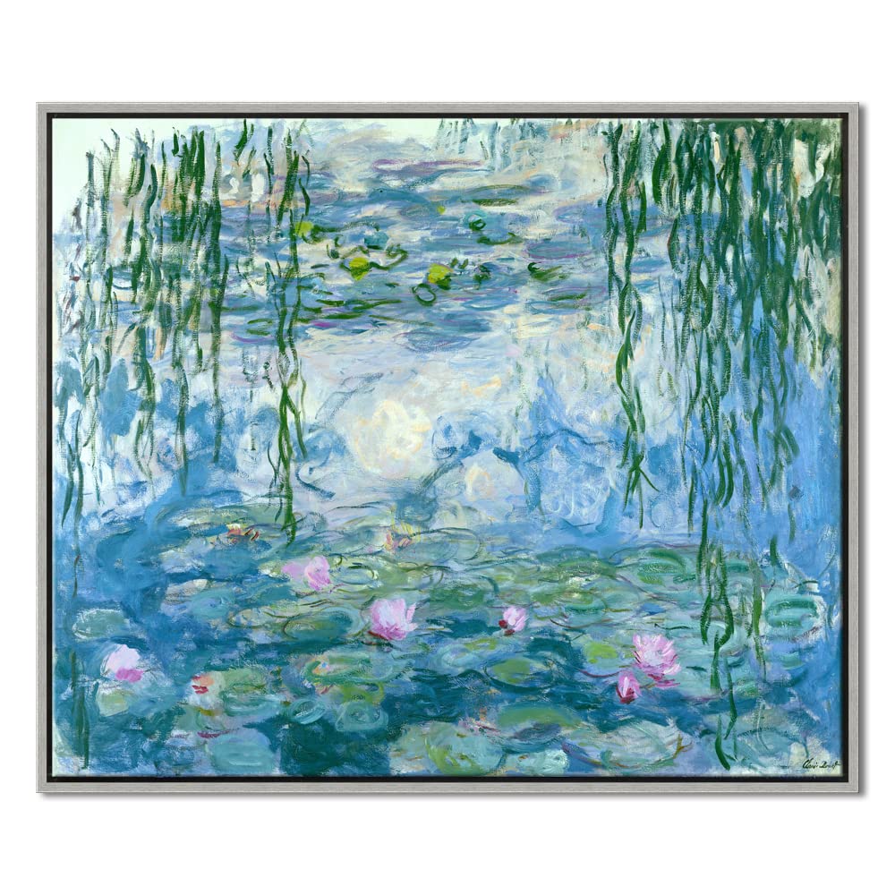 Wieco Art - Water Lilies by Claude Monet Oil Paintings Flowers Reproduction Giclee Canvas Prints Modern Landscape Artwork Picture Printed on Canvas Wall Art for Home Office Decorations