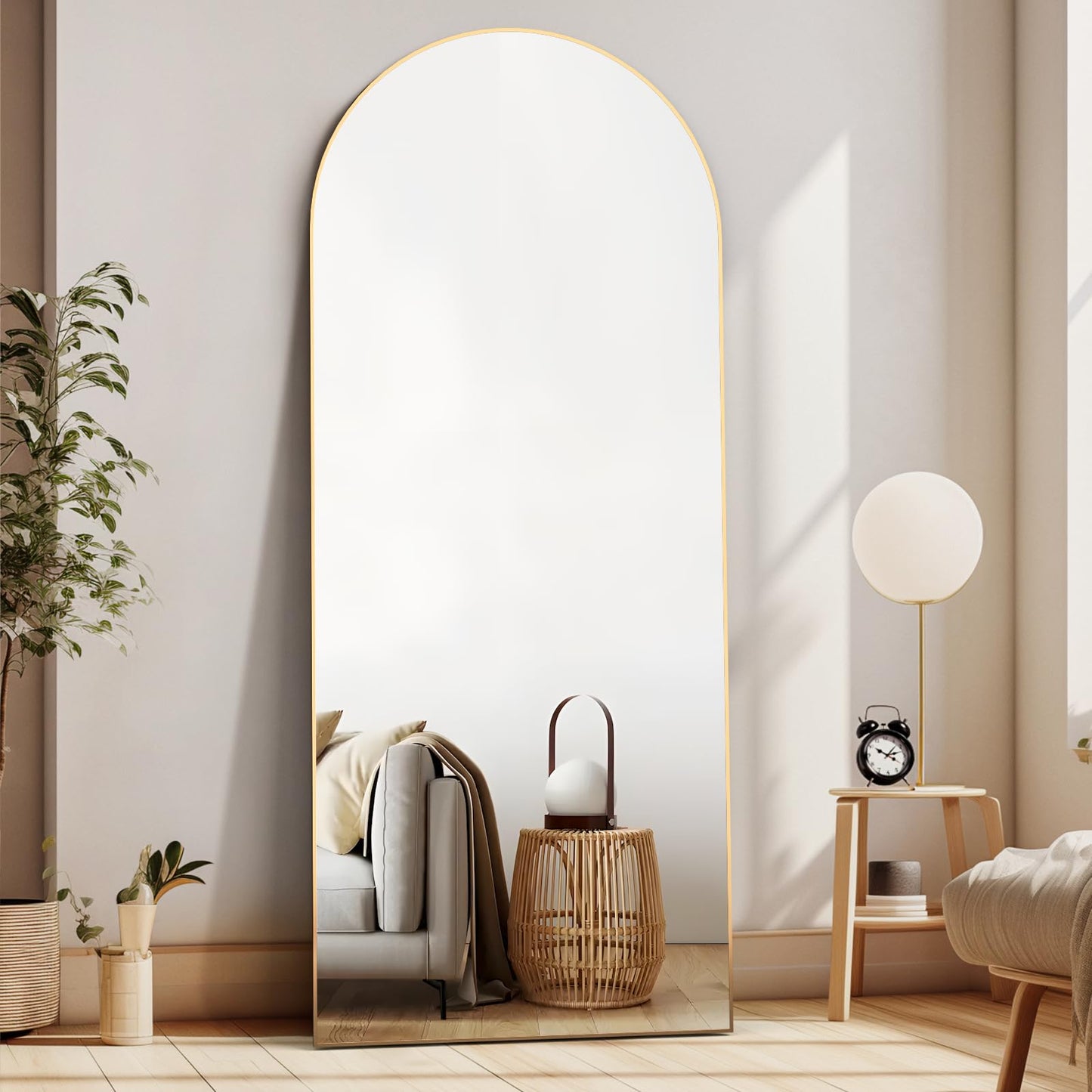 CASSILANDO Full Length Mirror165X60cm Arched Mirror, Black Floor Mirror with Standing Full Body Mirrors Hanging or Leaning Against Wall, for Cloakroom, Bedroom, Livingroom (Black)