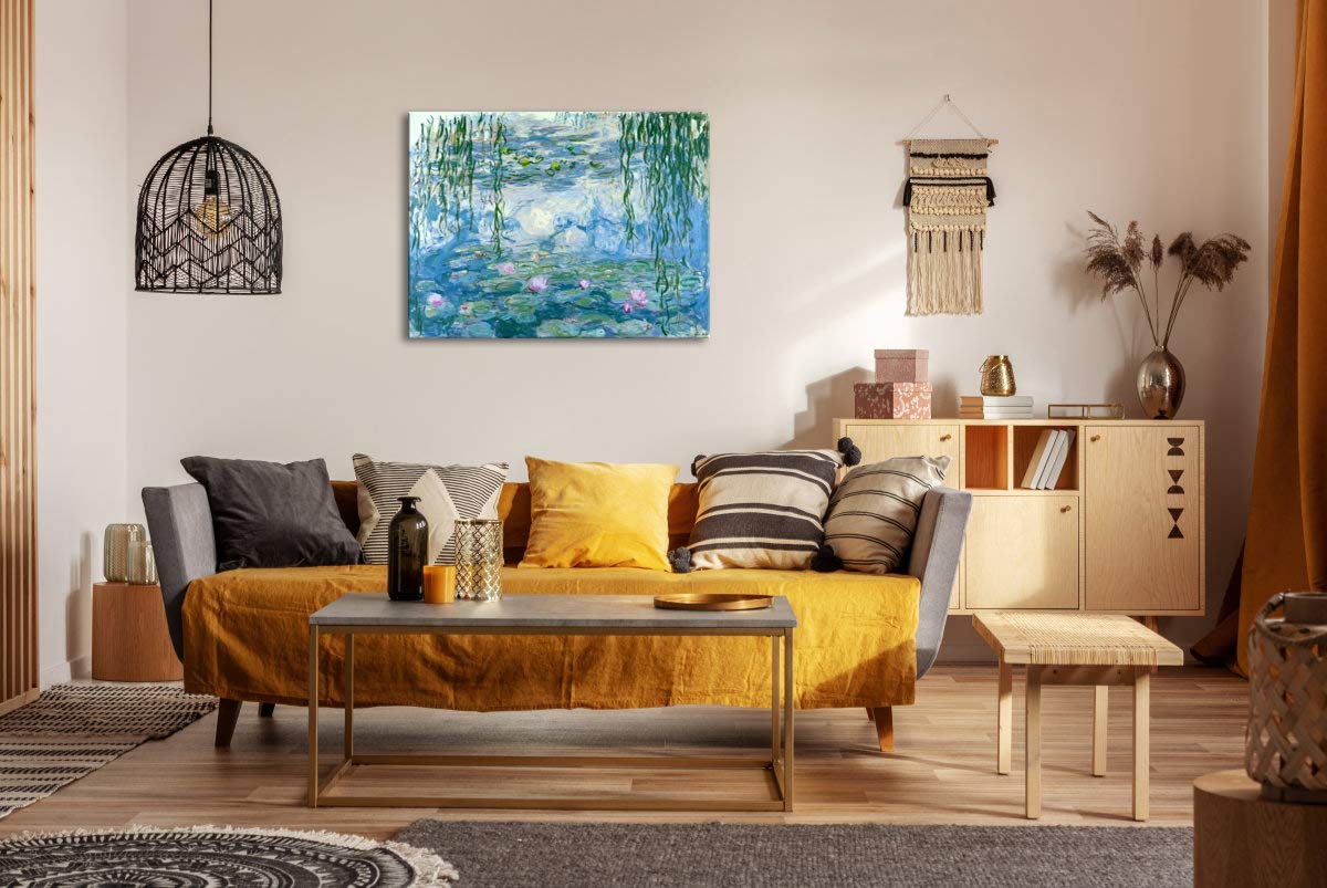 Wieco Art - Water Lilies by Claude Monet Oil Paintings Flowers Reproduction Giclee Canvas Prints Modern Landscape Artwork Picture Printed on Canvas Wall Art for Home Office Decorations
