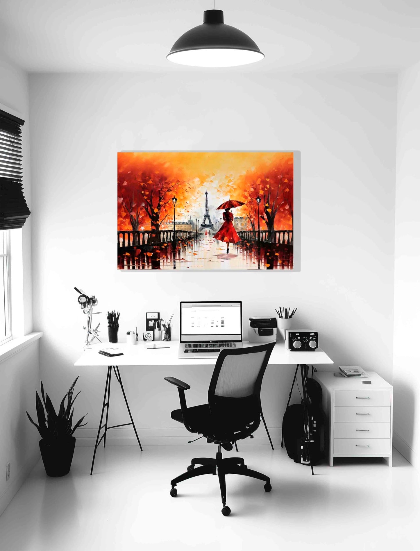 Calm Of The Rain in Paris Orange Large Abstract Canvas Wall Pictures