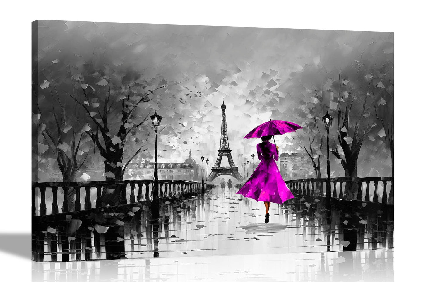 Calm Of The Rain in Paris Orange Large Abstract Canvas Wall Pictures
