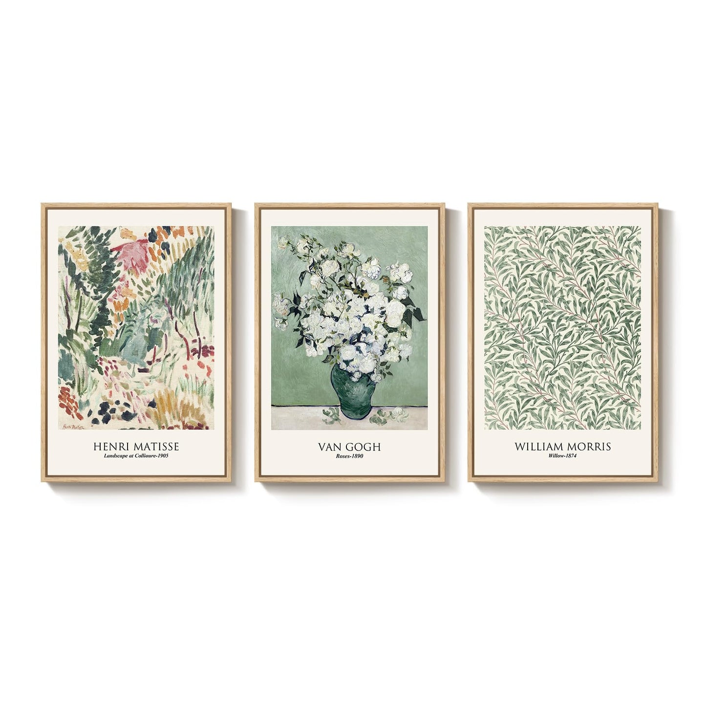 Framed Claude Monet Wall Art for Living Room, 3 Piece Extra Large Monet Canvas Wall Art, Impression Sunrise Artwork for Walls, Mid Century Pictures Prints for Bedroom Hallway Home Office Wall Decor