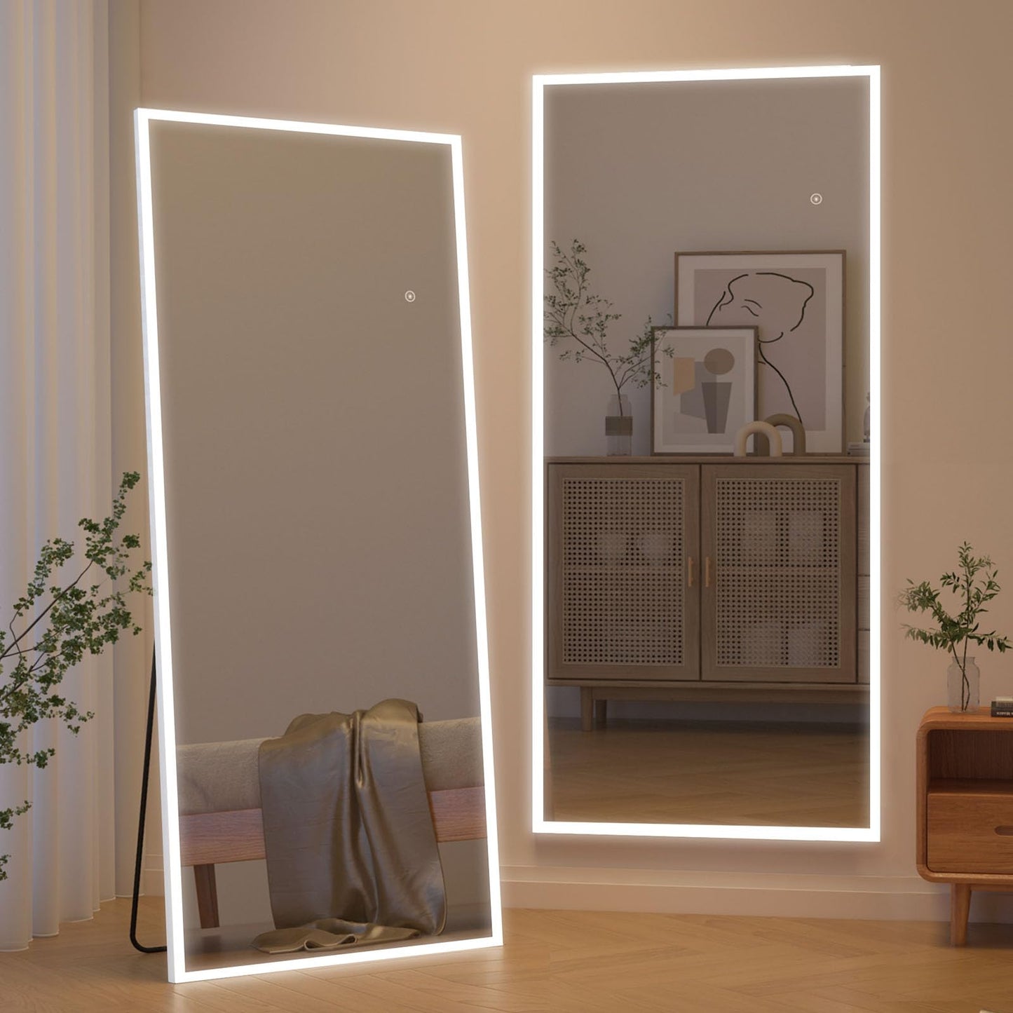 CASSILANDO Full Length Mirror165X60cm Arched Mirror, Black Floor Mirror with Standing Full Body Mirrors Hanging or Leaning Against Wall, for Cloakroom, Bedroom, Livingroom (Black)