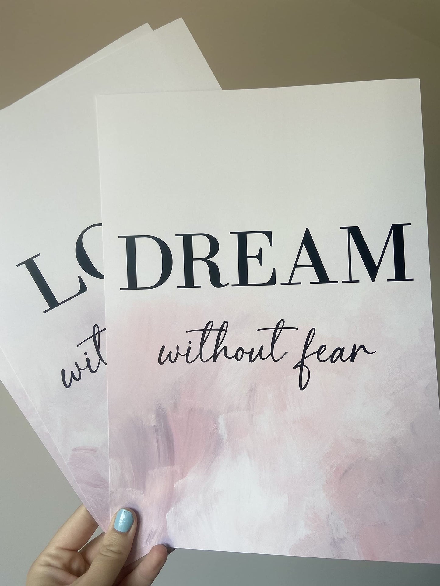 Dream Love Live Quotes set of 3 Unframed Prints, Home Decor Wall Art, Dream Without Fear, Love Without Limits, Live Without Regrets (A4)