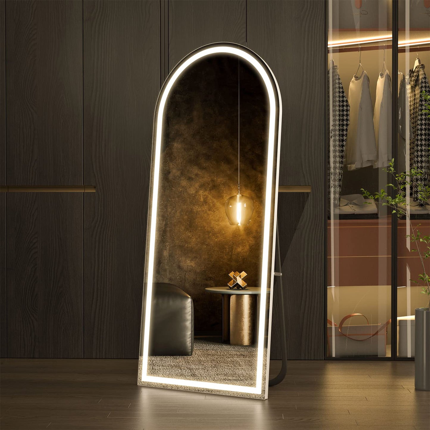 CASSILANDO Full Length Mirror165X60cm Arched Mirror, Black Floor Mirror with Standing Full Body Mirrors Hanging or Leaning Against Wall, for Cloakroom, Bedroom, Livingroom (Black)