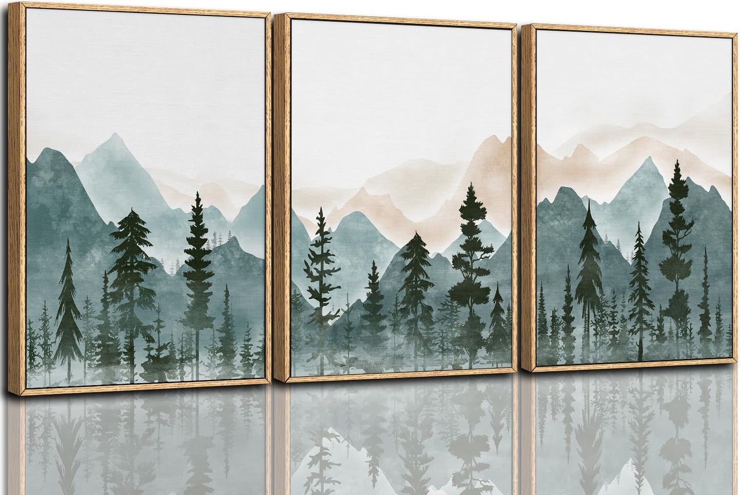 Framed Canvas Wall Art Prints, Set of 3 Mid Century Modern Wall Decor