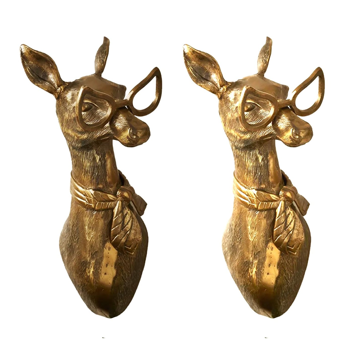 3D head Wall Mount Ornament, Animal Heads for Wall Art Hanging Sculptures, Small Metal Wall Resin Art Wall Decor Ornament Waterproof Bronzed Resin Decorations for Home (deer head)