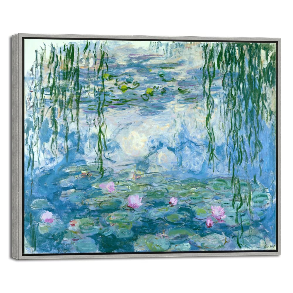 Wieco Art - Water Lilies by Claude Monet Oil Paintings Flowers Reproduction Giclee Canvas Prints Modern Landscape Artwork Picture Printed on Canvas Wall Art for Home Office Decorations