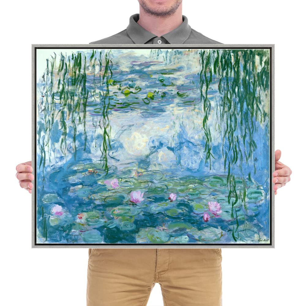 Wieco Art - Water Lilies by Claude Monet Oil Paintings Flowers Reproduction Giclee Canvas Prints Modern Landscape Artwork Picture Printed on Canvas Wall Art for Home Office Decorations