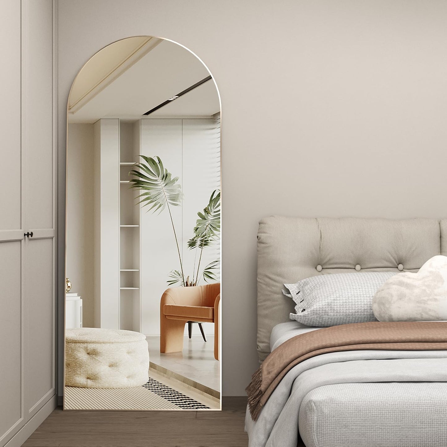 CASSILANDO Full Length Mirror165X60cm Arched Mirror, Black Floor Mirror with Standing Full Body Mirrors Hanging or Leaning Against Wall, for Cloakroom, Bedroom, Livingroom (Black)