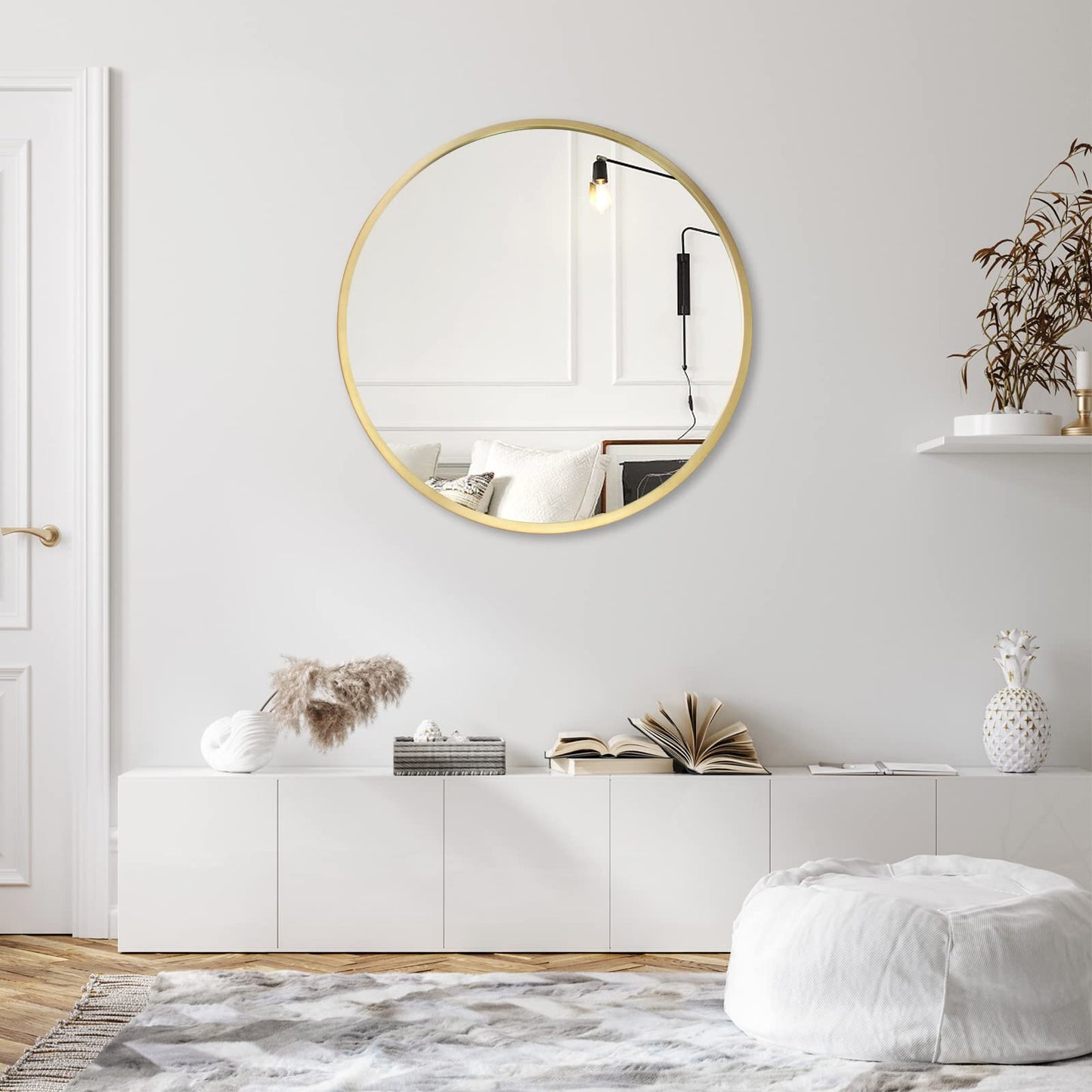 zenmag Round Mirror, 60x60 cm Metal Framed, Large Bathroom, Circle Hanging, Gold Wall for Living Room, Bedroom, Entryway Decor