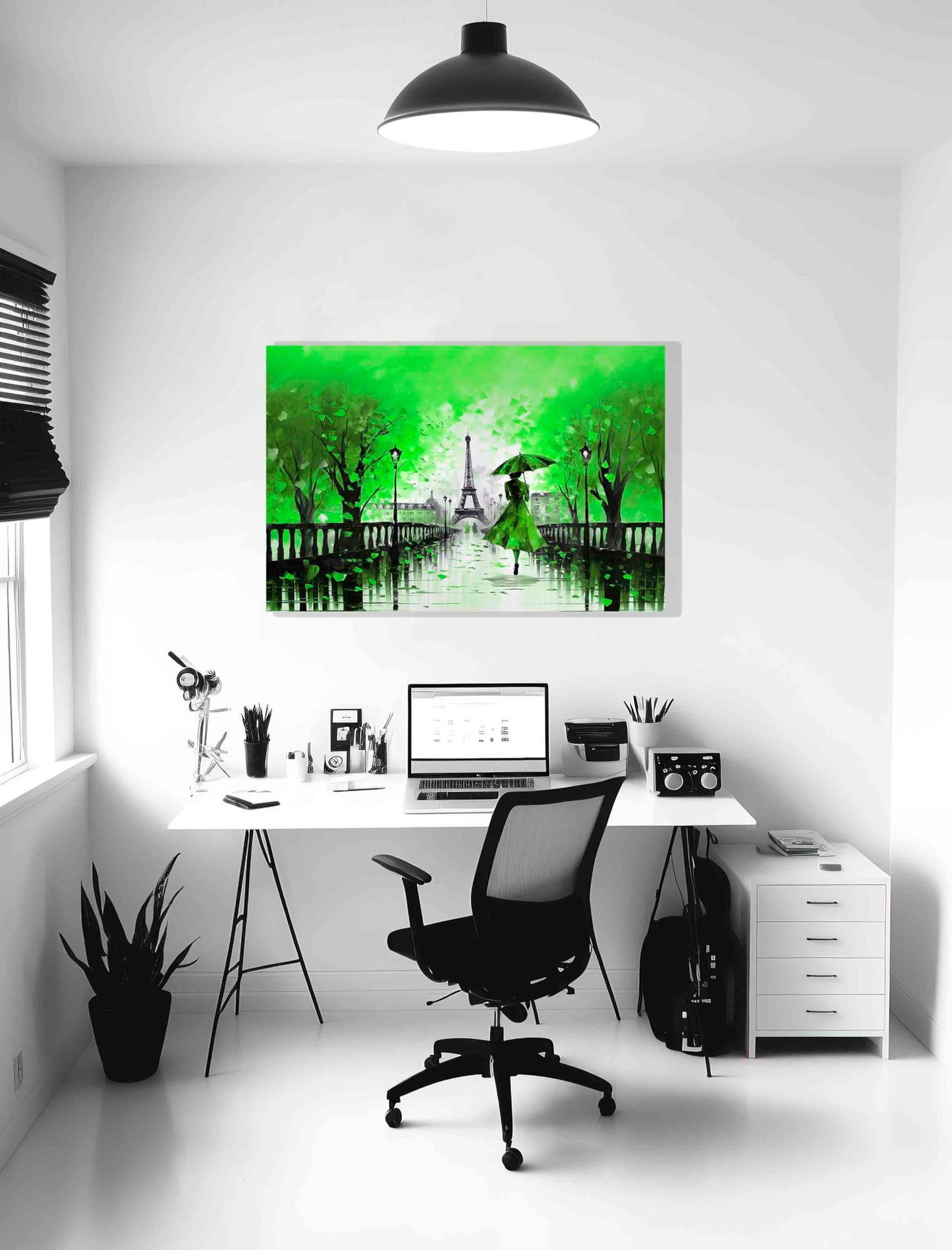 Calm Of The Rain in Paris Orange Large Abstract Canvas Wall Pictures