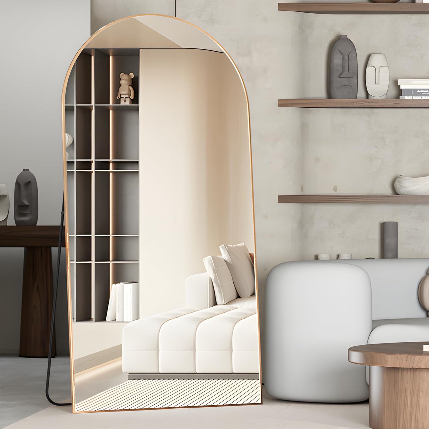 CASSILANDO Full Length Mirror165X60cm Arched Mirror, Black Floor Mirror with Standing Full Body Mirrors Hanging or Leaning Against Wall, for Cloakroom, Bedroom, Livingroom (Black)