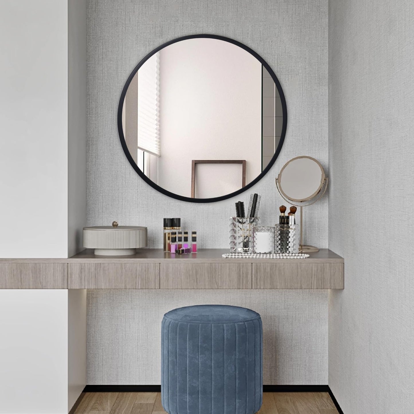 zenmag Round Mirror, 60x60 cm Metal Framed, Large Bathroom, Circle Hanging, Gold Wall for Living Room, Bedroom, Entryway Decor