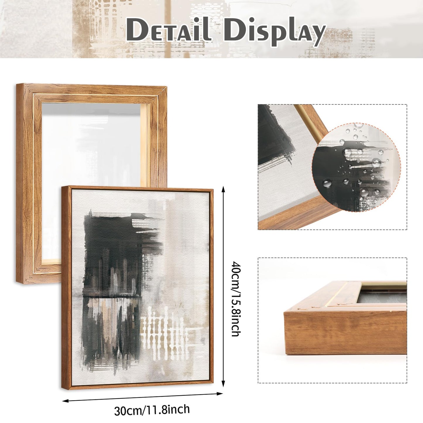 Framed Canvas Wall Art Prints, Set of 3 Mid Century Modern Wall Decor