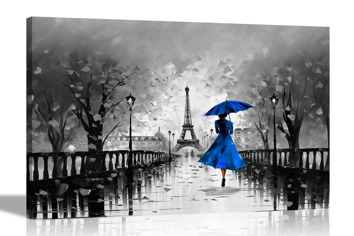 Calm Of The Rain in Paris Orange Large Abstract Canvas Wall Pictures