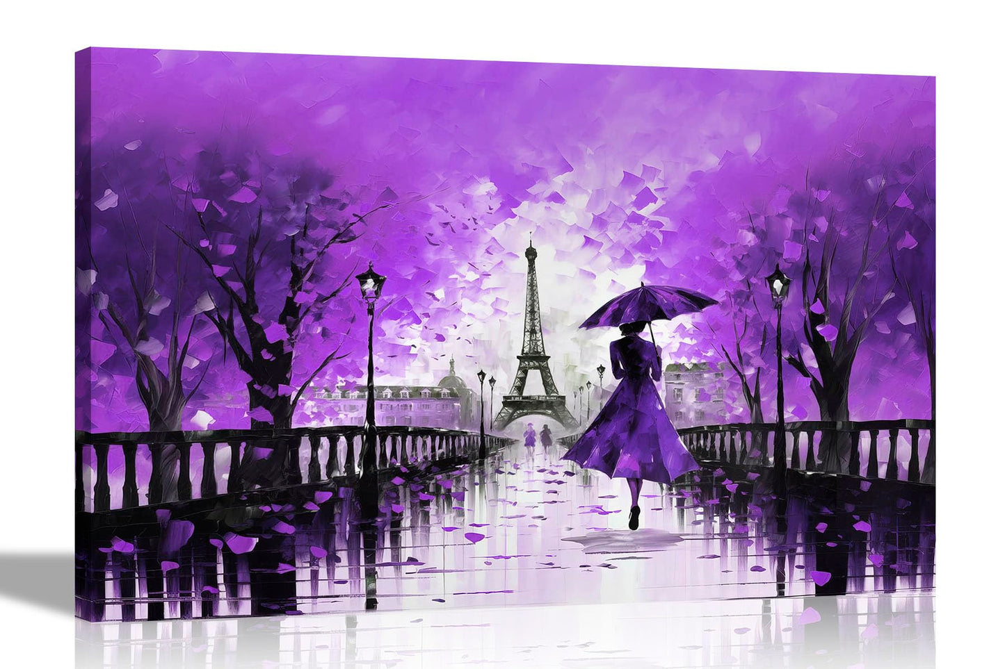 Calm Of The Rain in Paris Orange Large Abstract Canvas Wall Pictures