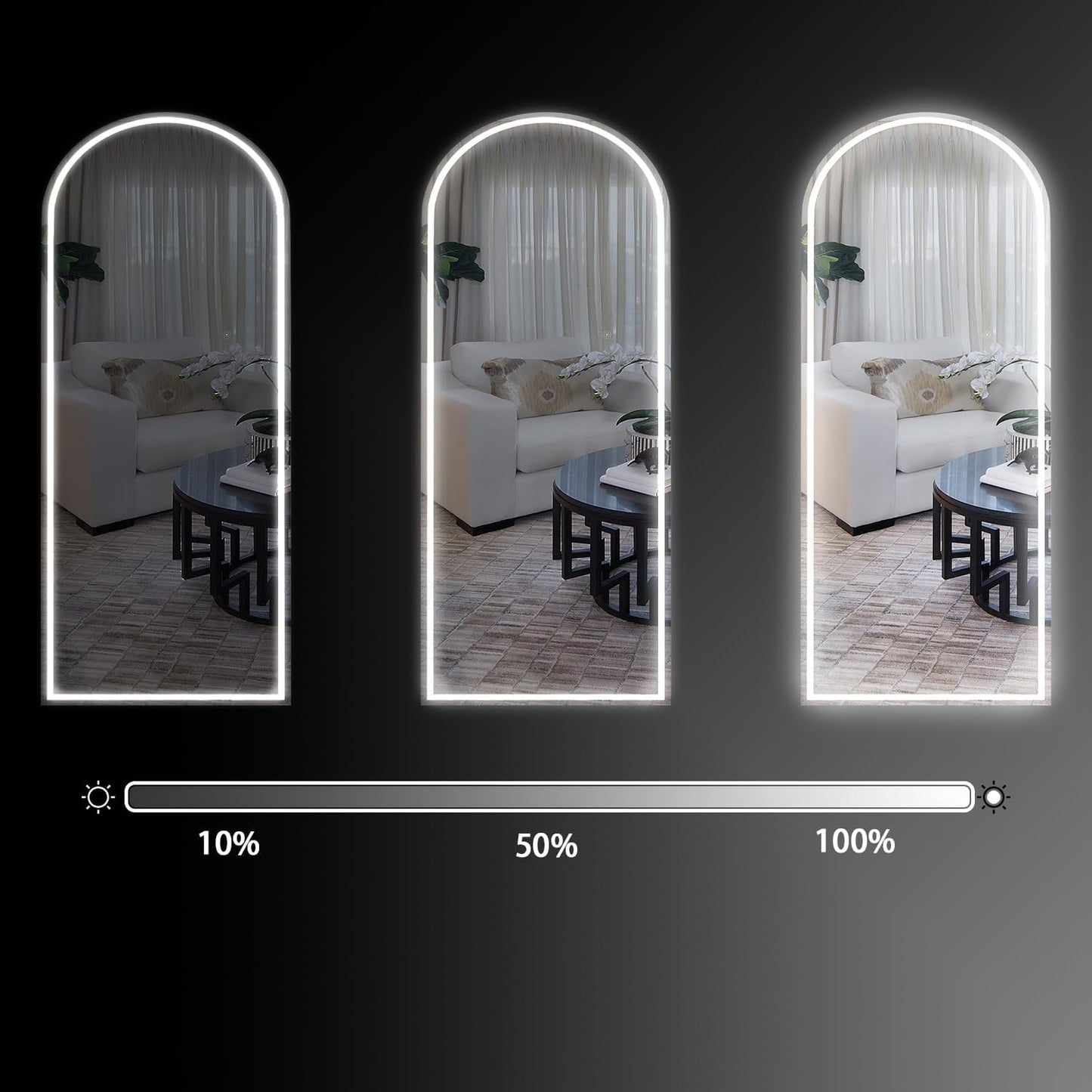 CASSILANDO Full Length Mirror165X60cm Arched Mirror, Black Floor Mirror with Standing Full Body Mirrors Hanging or Leaning Against Wall, for Cloakroom, Bedroom, Livingroom (Black)
