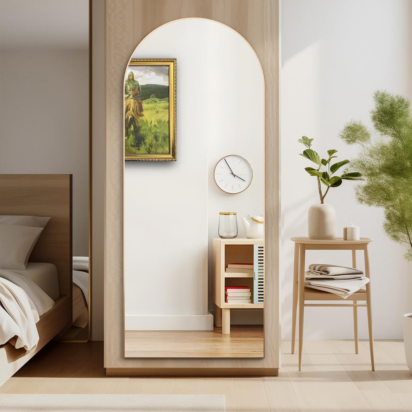 CASSILANDO Full Length Mirror165X60cm Arched Mirror, Black Floor Mirror with Standing Full Body Mirrors Hanging or Leaning Against Wall, for Cloakroom, Bedroom, Livingroom (Black)