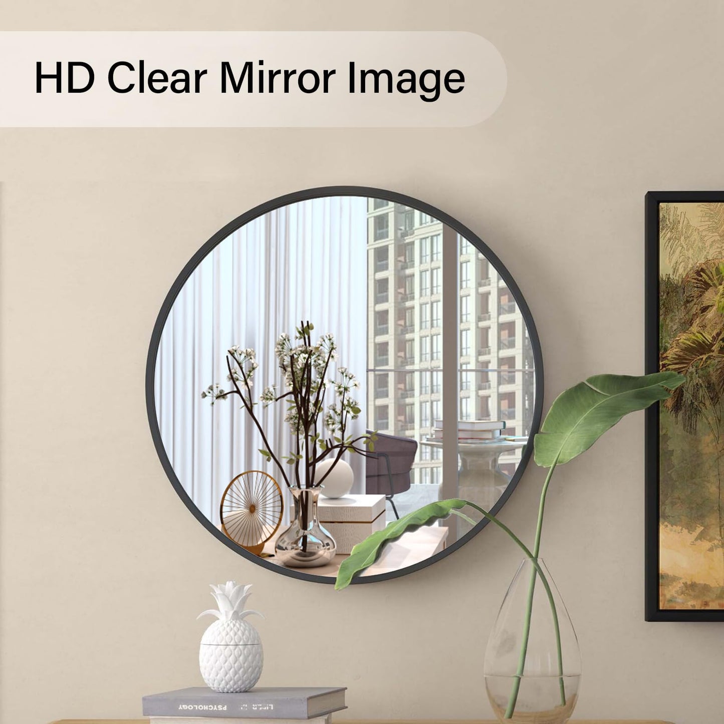 Warmiehomy Round Bathroom Mirror Wall Mounted Makeup Mirror with Frame for Bathroom Dressing Living Room Bedroom (Φ60cm, Gold)