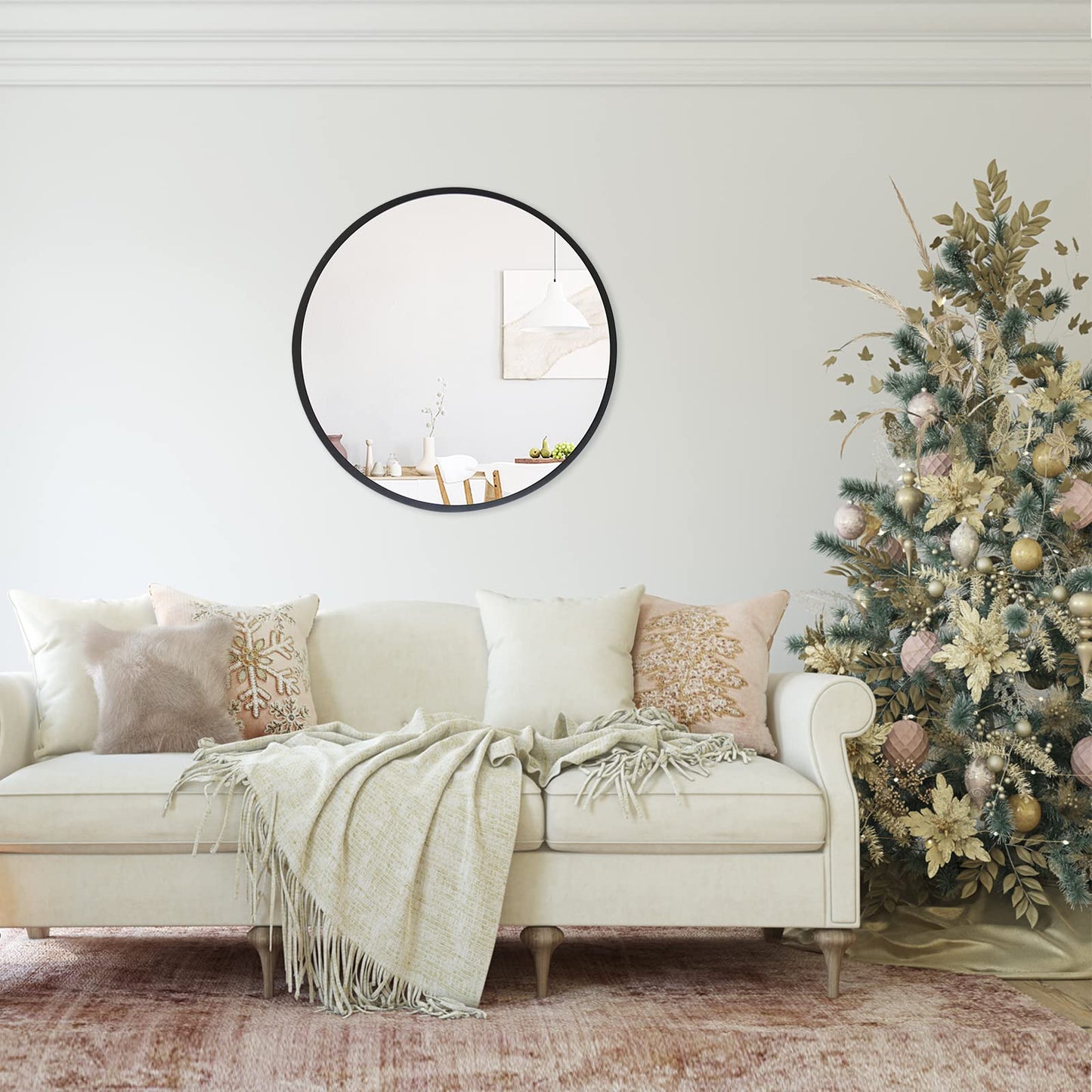 zenmag Round Mirror, 60x60 cm Metal Framed, Large Bathroom, Circle Hanging, Gold Wall for Living Room, Bedroom, Entryway Decor