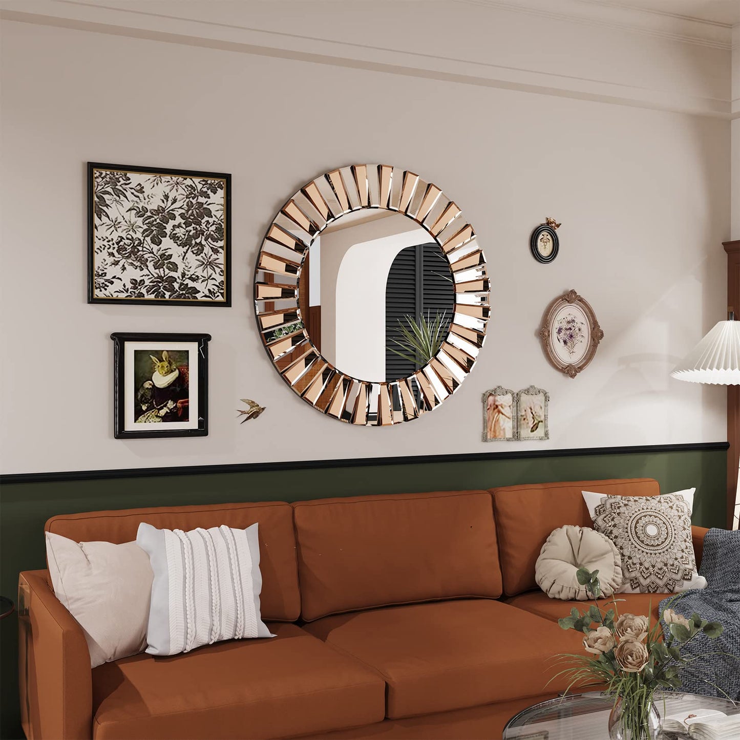 Hallway Art Wall Mirror Decorative: Round Golden and Silver Hung Mirrors 60cm 80cm