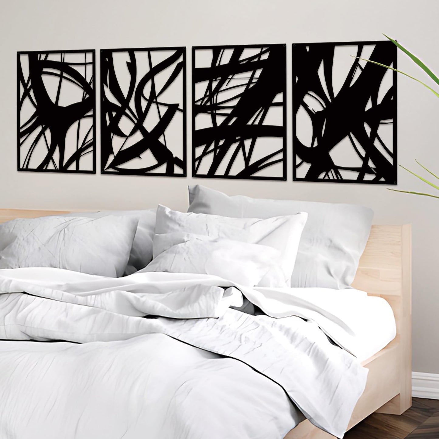 ruelen Wall Decor 2 Pcs Metal Leaf Wall Art, Modern Minimalist Black Metal Leaf Hanging Decor Rustic Farmhouse Wall Decor for Home Living Room Bedroom Bathroom Hallway Office