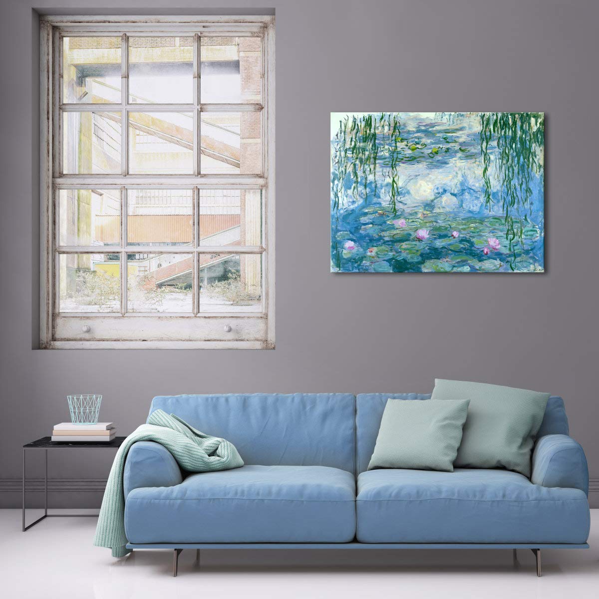 Wieco Art - Water Lilies by Claude Monet Oil Paintings Flowers Reproduction Giclee Canvas Prints Modern Landscape Artwork Picture Printed on Canvas Wall Art for Home Office Decorations