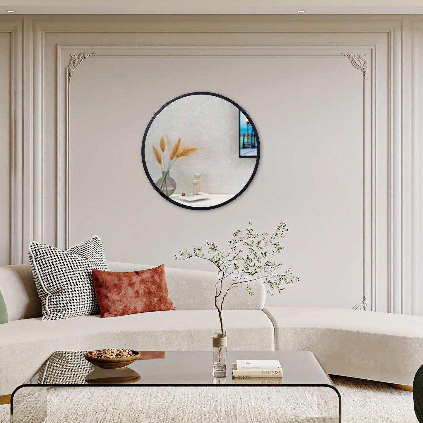 zenmag Round Mirror, 60x60 cm Metal Framed, Large Bathroom, Circle Hanging, Gold Wall for Living Room, Bedroom, Entryway Decor