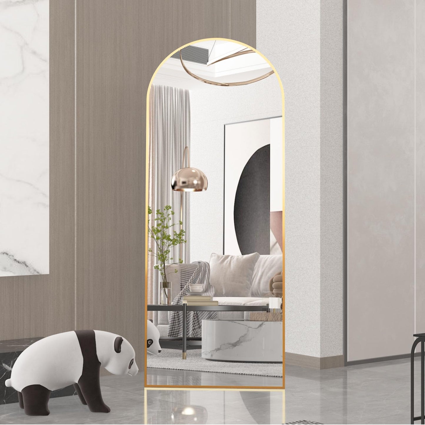 CASSILANDO Full Length Mirror165X60cm Arched Mirror, Black Floor Mirror with Standing Full Body Mirrors Hanging or Leaning Against Wall, for Cloakroom, Bedroom, Livingroom (Black)