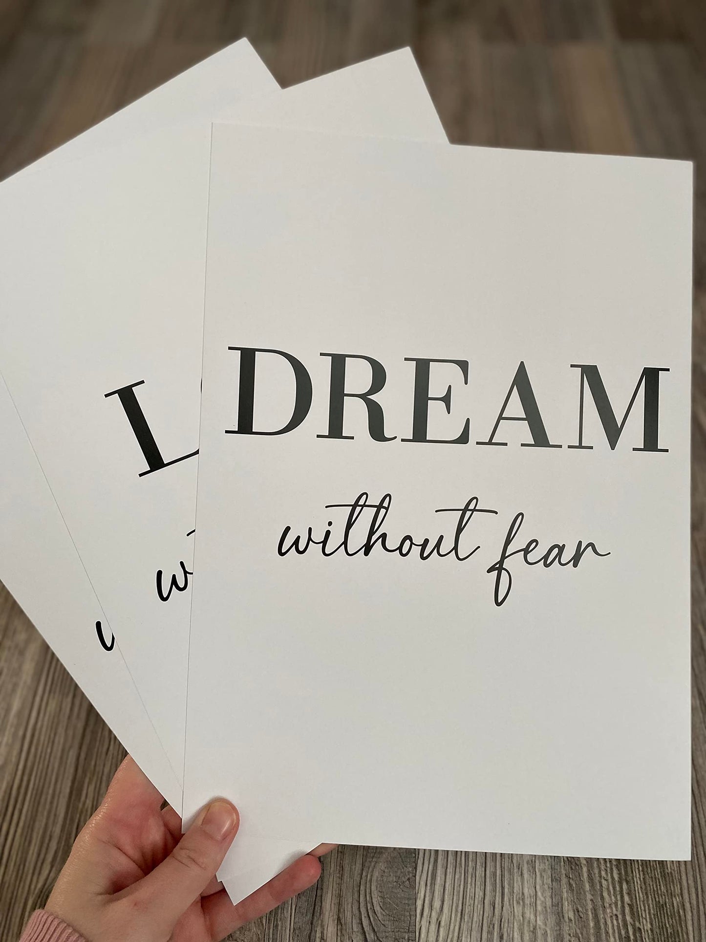 Dream Love Live Quotes set of 3 Unframed Prints, Home Decor Wall Art, Dream Without Fear, Love Without Limits, Live Without Regrets (A4)