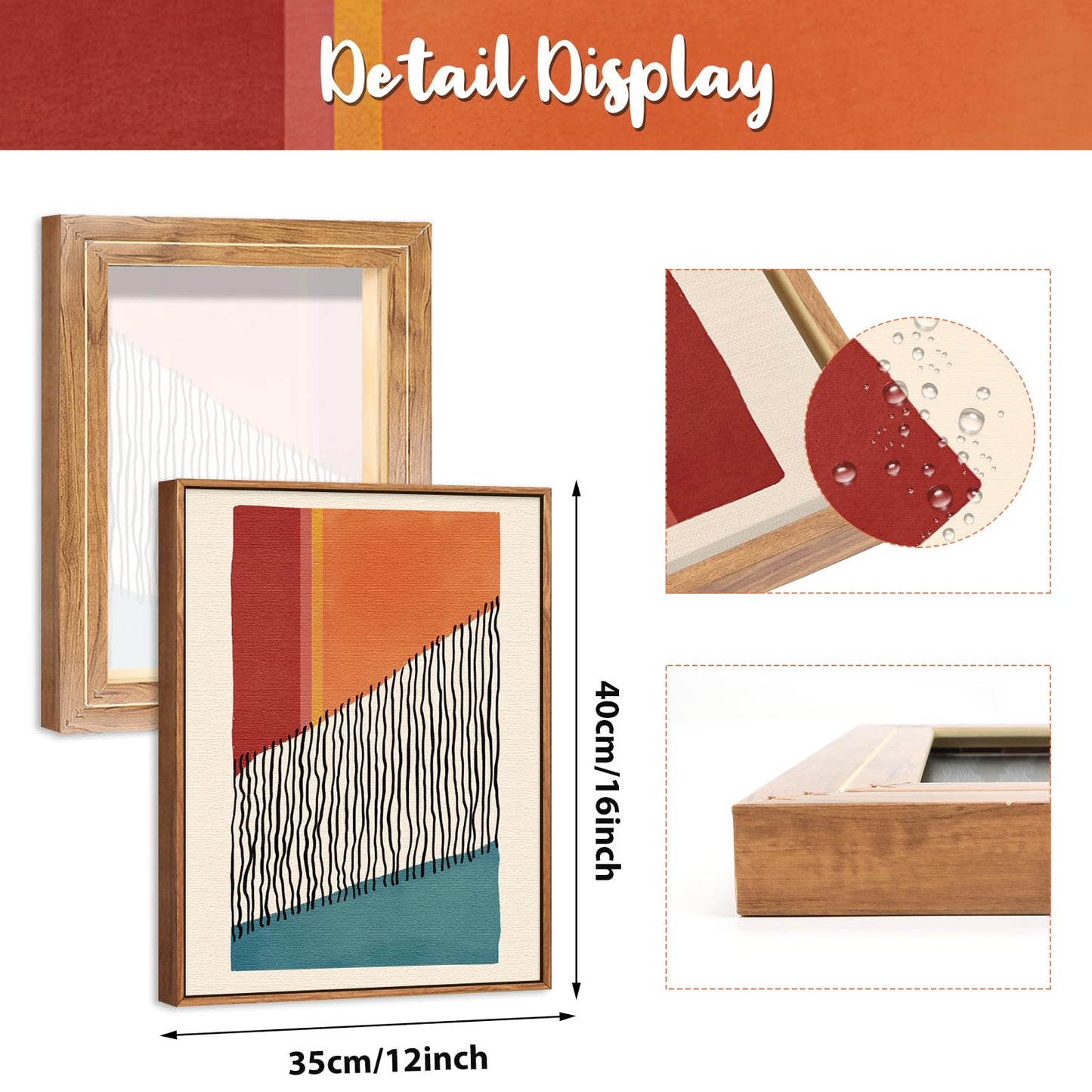 Framed Canvas Wall Art Prints, Set of 3 Mid Century Modern Wall Decor