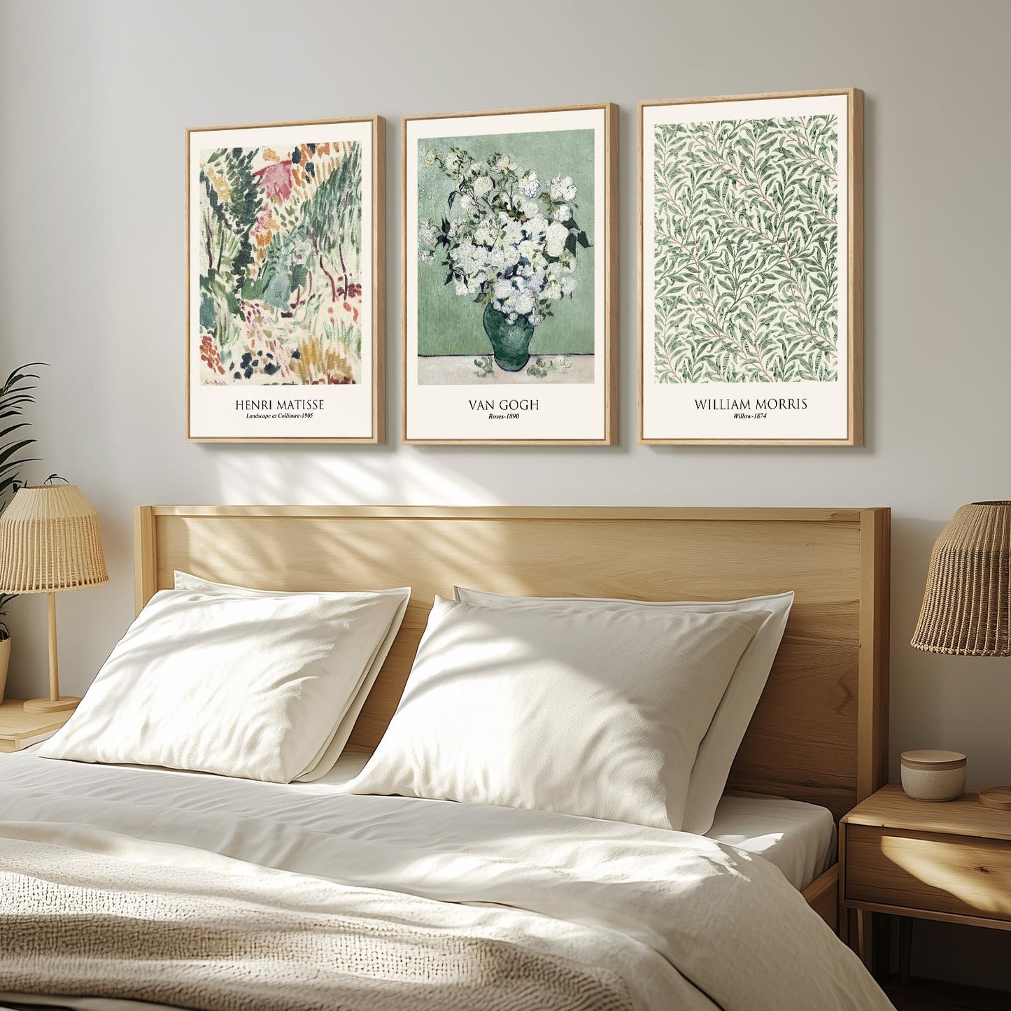 Framed Claude Monet Wall Art for Living Room, 3 Piece Extra Large Monet Canvas Wall Art, Impression Sunrise Artwork for Walls, Mid Century Pictures Prints for Bedroom Hallway Home Office Wall Decor