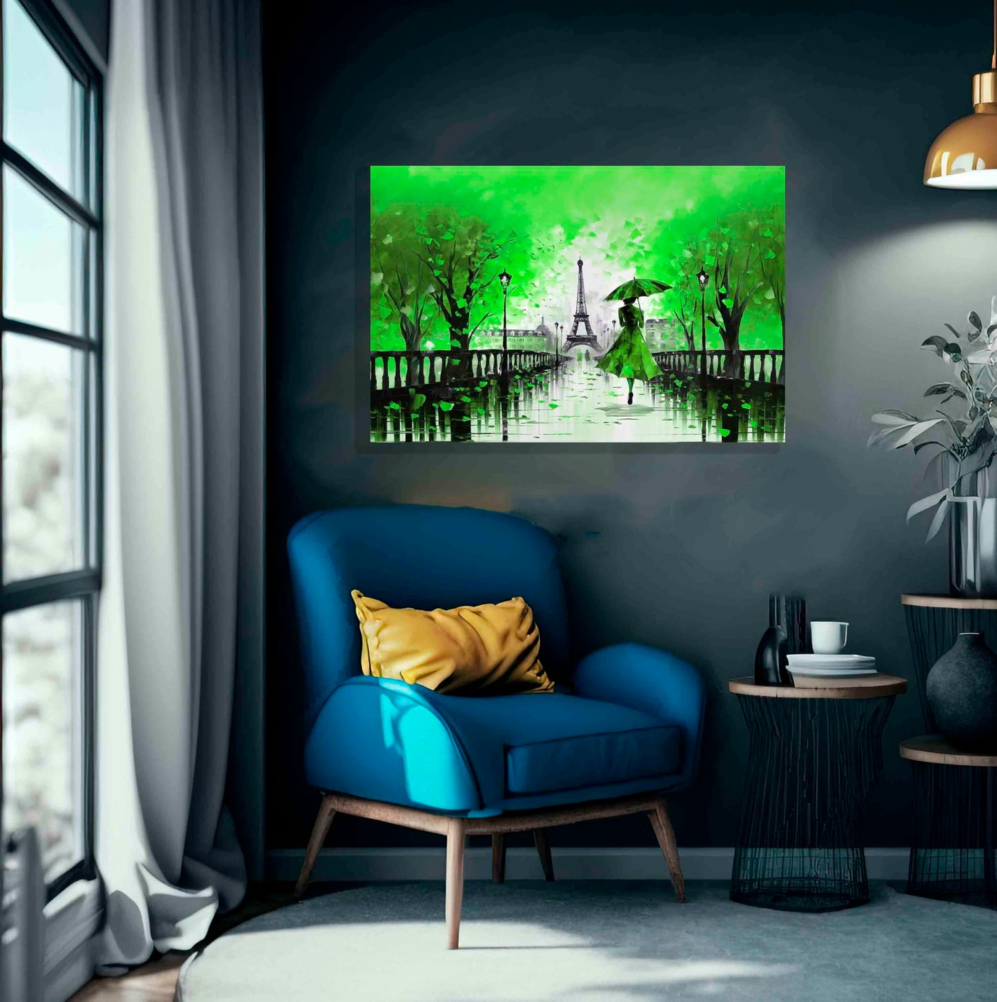 Calm Of The Rain in Paris Orange Large Abstract Canvas Wall Pictures