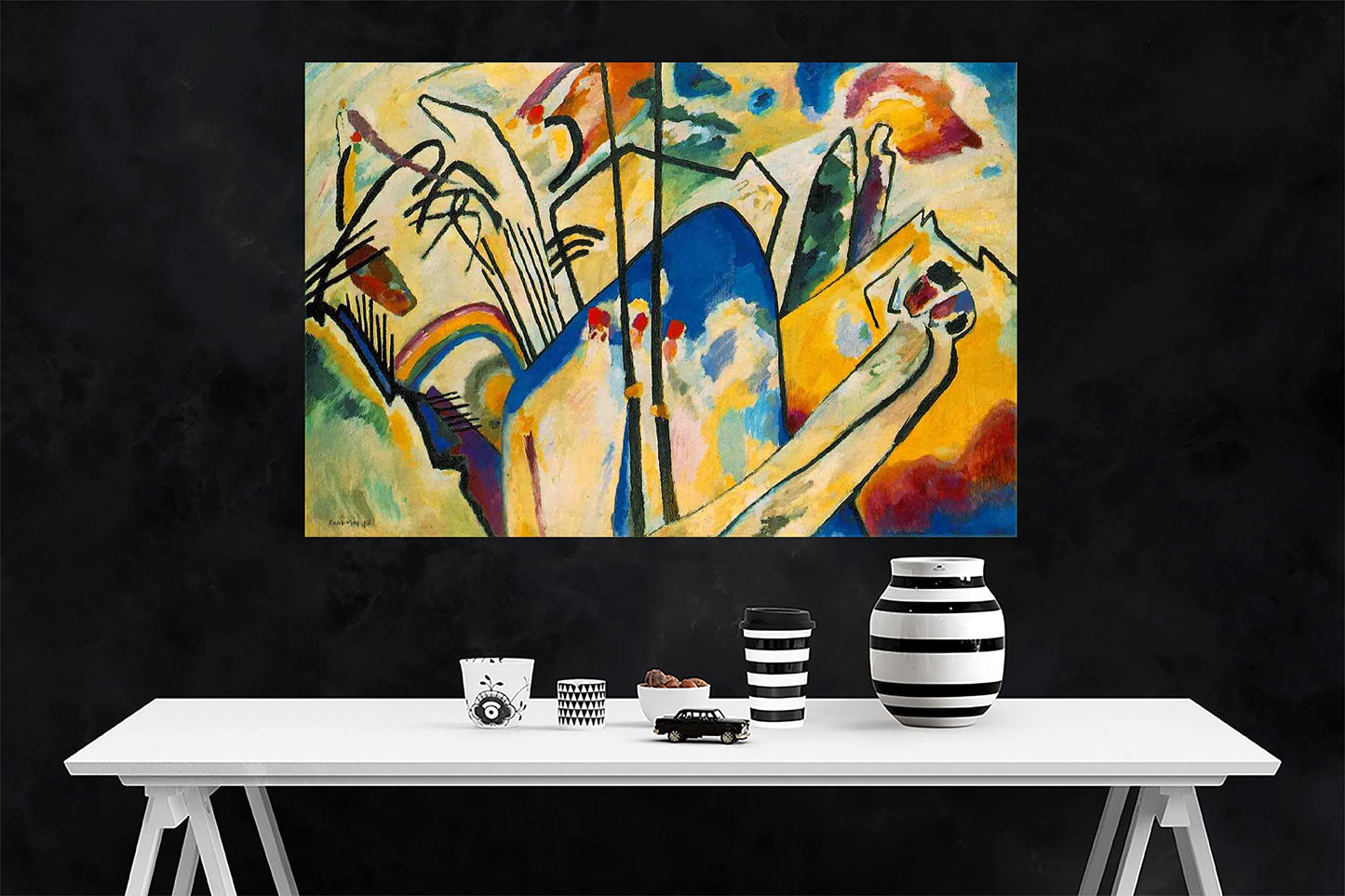 Composition 4 by Wassily Kandinsky Canvas Wall Art Prints Abstract Pictures Framed Home Office Decoration 76 x 50cm (30 x 20 inches)