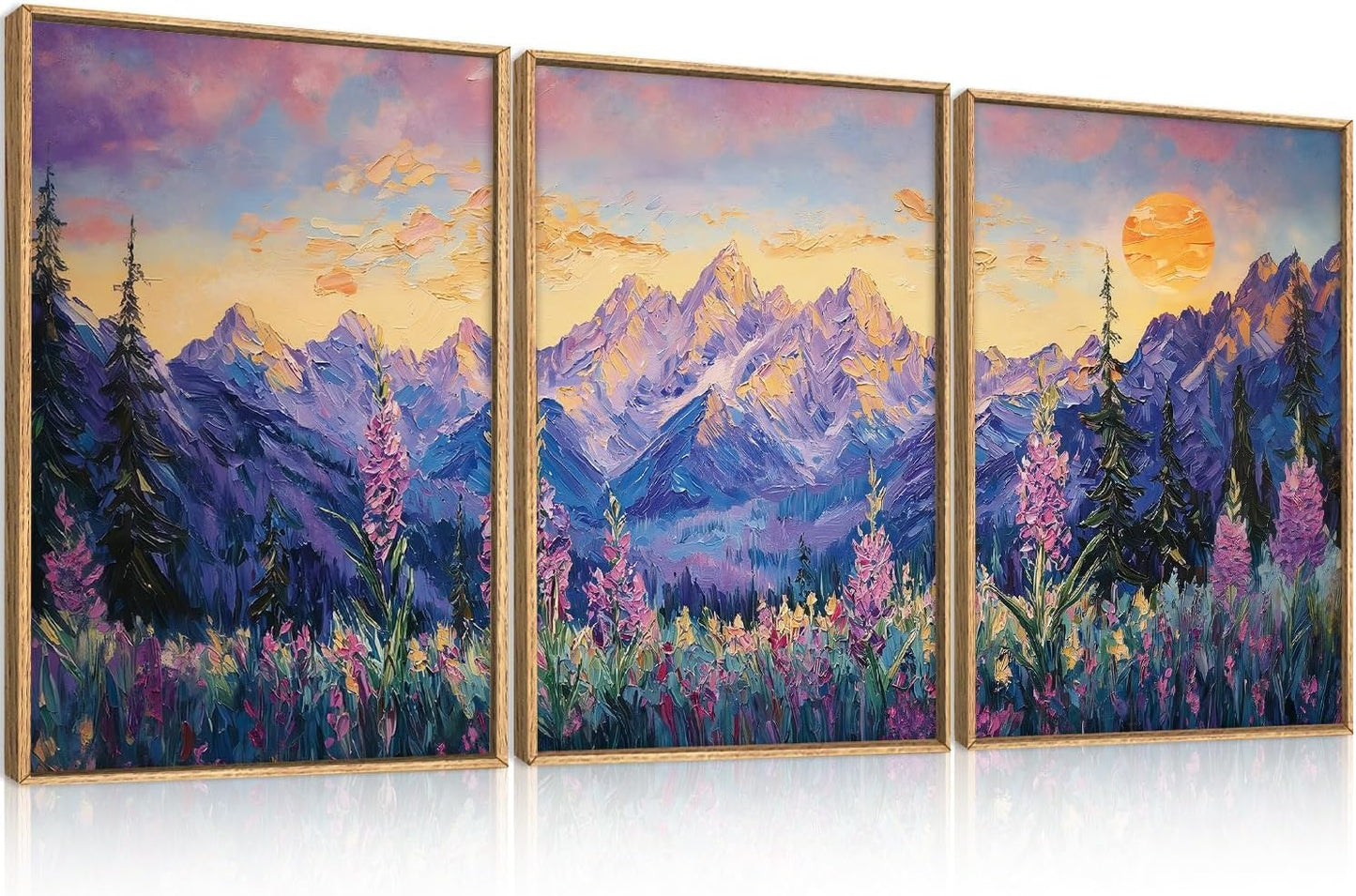 Framed Canvas Wall Art Prints, Set of 3 Mid Century Modern Wall Decor