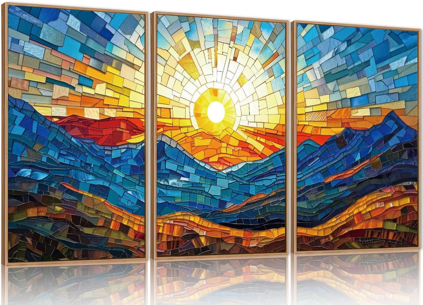 Framed Canvas Wall Art Prints, Set of 3 Mid Century Modern Wall Decor