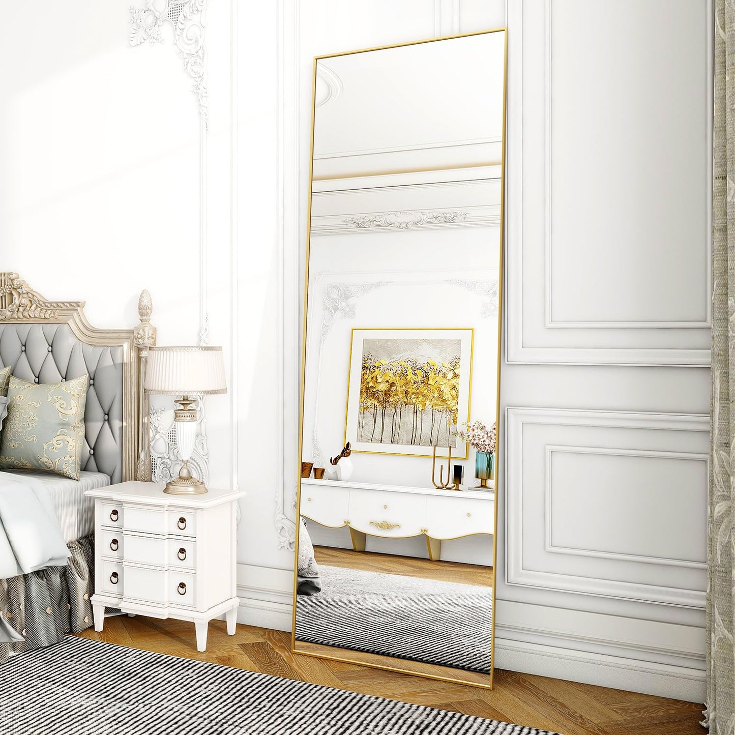 Koonmi 76x171 cm Mirror Full Length - Minimalist Modern Full Body Floor Length Mirror - Standing, Hanging, Leaning for Living Room, Black