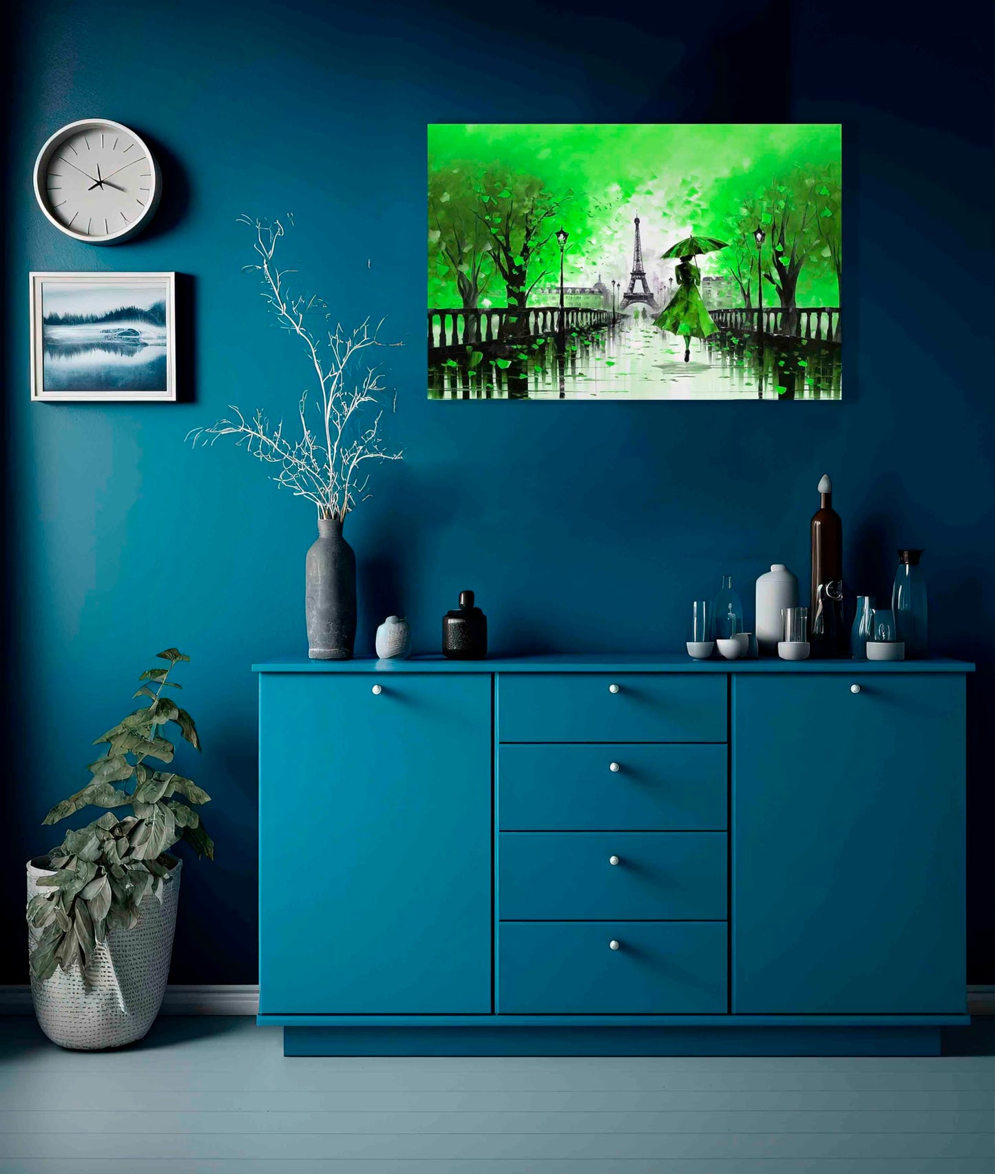 Calm Of The Rain in Paris Orange Large Abstract Canvas Wall Pictures